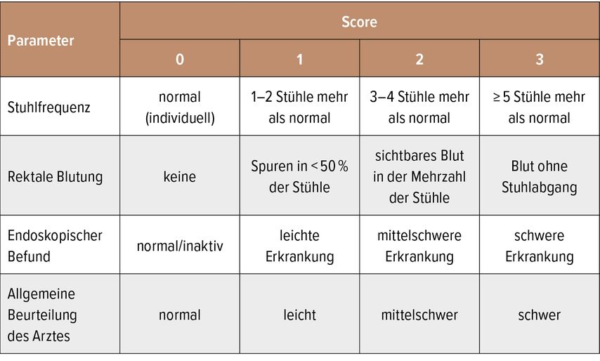 Mayo-Score zur Bestimmung der Krankheitsaktivität